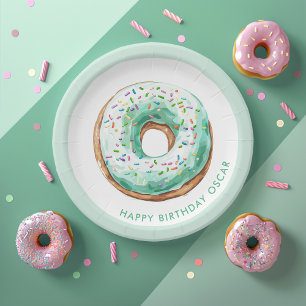 Sweet Time Pastel Green Donut Geburtstag Pappteller