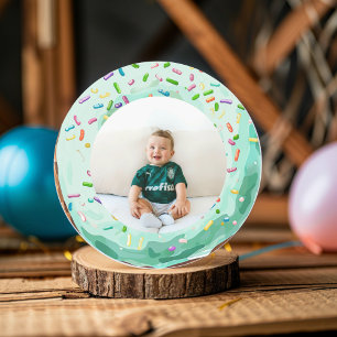 Sweet Time Pastel Green Donut Geburtstag Runder Aufkleber
