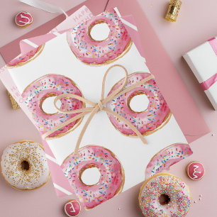 Sweet Time Pastel Pink Donut Geburtstag Geschenkpapier Set