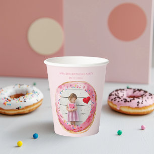 Sweet Time Pastel Pink Donut Geburtstag Pappbecher