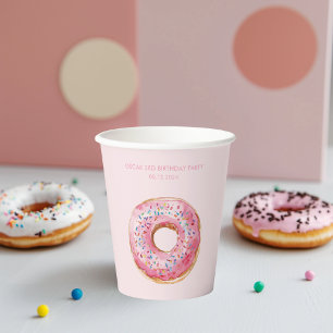 Sweet Time Pastel Pink Donut Geburtstag Pappbecher