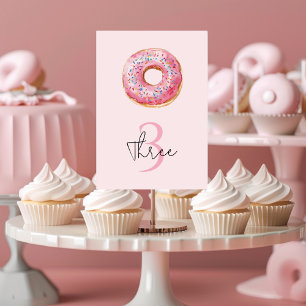 Sweet Time Pastel Pink Donut Geburtstag Tischnummer