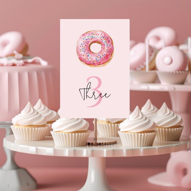 Sweet Time Pastel Pink Donut Geburtstag Tischnummer (Von Creator hochgeladen)