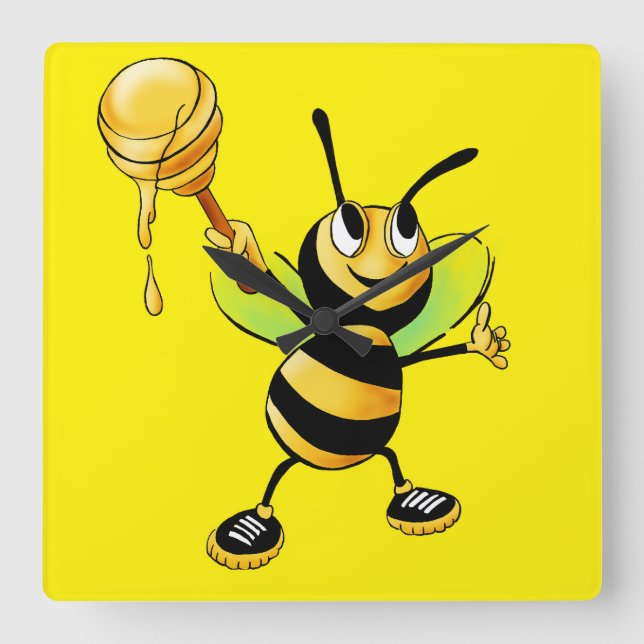 Sweet Time with Our Honey Bee Clock! 🍯🐝 Quadratische Wanduhr (Vorderseite)