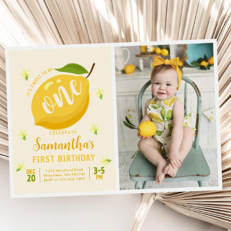 Sweet to be one Summer Lemon 1. Geburtstag Foto Einladung