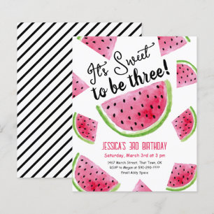 Sweet to be Three Melon Birthday Party Einladung