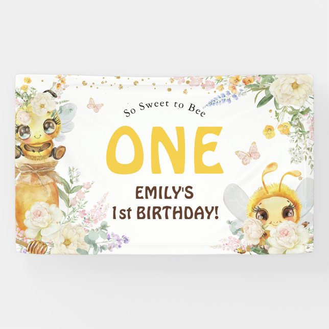 Sweet to Bee ONE' 1. Geburtstag Banner (Horizontal)
