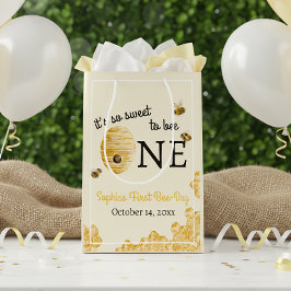 Sweet To Bee One First Birthday Watercolor Bees Mittlere Geschenktüte