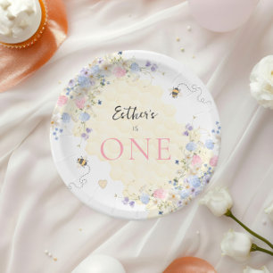 Sweet to bee one Pastel erste Geburtstag Pappteller