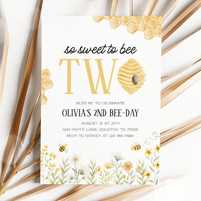 Sweet to Bee Two Bee 2nd Birthday Invitation Einladung (Von Creator hochgeladen)