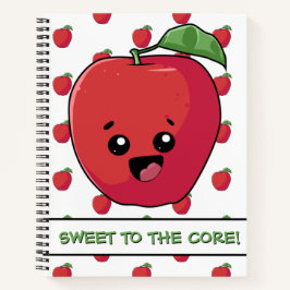 Sweet to the Core Red Apple Pun Funny Niedlich Notizbuch