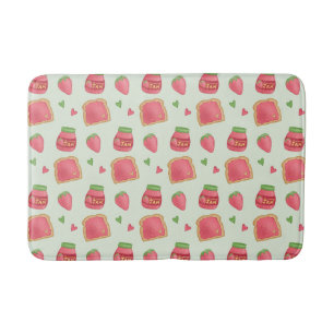 Sweet Toast and Strawberry Jam Pattern Badematte