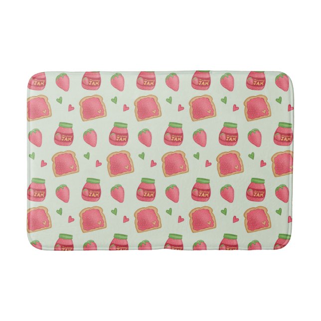 Sweet Toast and Strawberry Jam Pattern Badematte (Vorderseite)