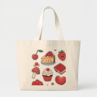 Sweet Tooth Dessert Pattern Tote Bag Jumbo Stoffbeutel