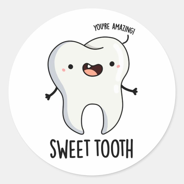 Sweet Tooth Funny Dental Puff Runder Aufkleber (Vorderseite)