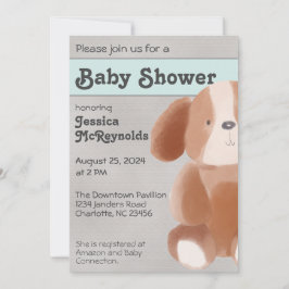 Sweet Toy Dog Gray und Aquamarine Kinderdusche Ein Einladung