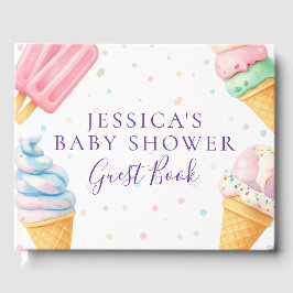 Sweet Treat Ice Cream Pastel Baby Shower Guest Boo Gästebuch