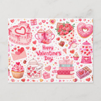 Sweet Treats & Hearts All-Over Love Postcard Postkarte