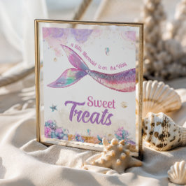Sweet Treats Mermaid Pastel Ocean Girl Poster