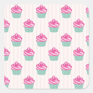 Sweet Trendy Cup Cakes Quadratischer Aufkleber