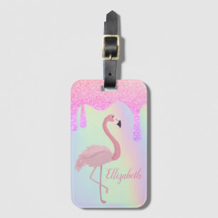 Sweet Trendy Holographic, Pink Flamingo Gepäckanhänger