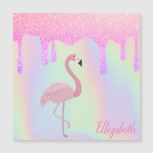 Sweet Trendy Holographic, Pink Flamingo Magnetkarte