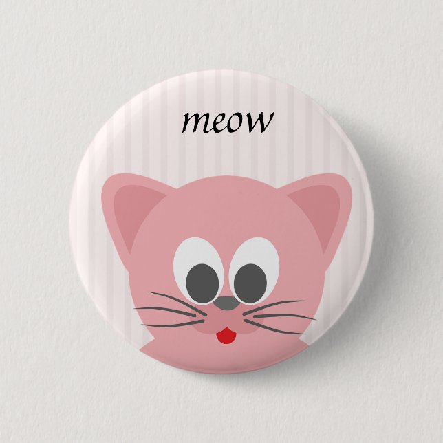 Sweet Trendy Pink Cat Button (Vorderseite)