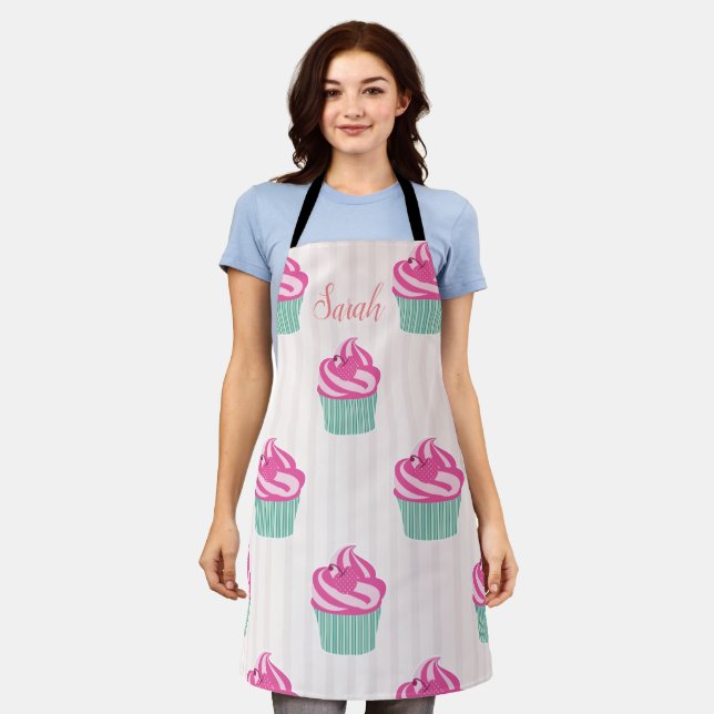 Sweet Trendy Pink Cup Cakes Schürze (Getragen)