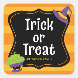 Sweet Trick oder Treat Halloween-Party Quadratischer Aufkleber