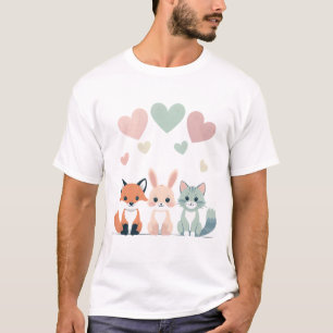 Sweet Trio - Pastel Baby Animal Illustration T-Shirt