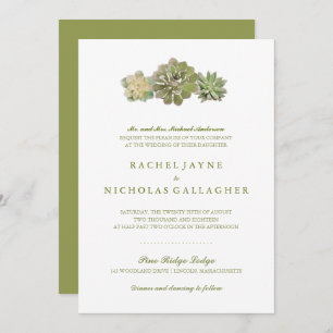 Sweet Trio Succulents Sage Green  Hochzeit Einladung