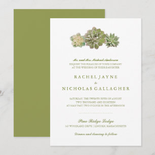 Sweet Trio Succules Sage Green Hochzeit Einladung