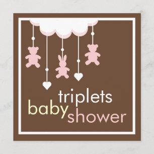 Sweet Triplets Girls Mobile Baby Dusche Einladung