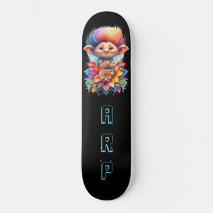 *~* Sweet Troll AP89 Neon Rainbow Initials Blume Skateboard