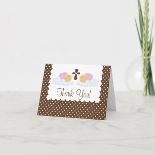 Sweet Twin Girls Taufe Vielen Dank Note Card Dankeskarte