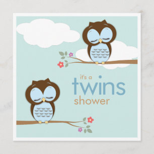 Sweet Twins Hoot Owls Boys Babydusche Einladung