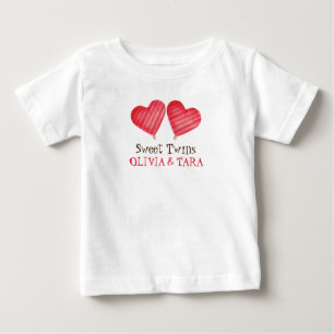 Sweet Twins mit individuellen Namen Baby T - Shirt