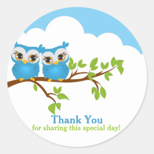 Sweet Twins Owls Boy Baby Danke Sticker