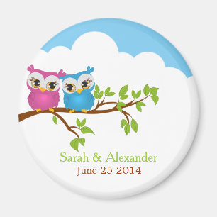 Sweet Twins Owls Boy Girl Babymagnet Magnet