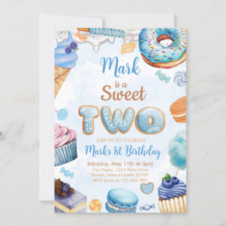 Sweet Two 2. Birthday Boy Einladung