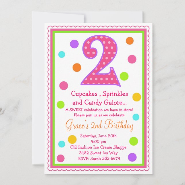 Sweet Überraschung 2. Geburtstag Einladung (Vorderseite)