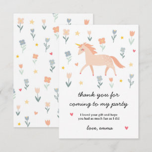 Sweet Unicorn Floral Flat Dankeskarte