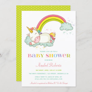 Sweet Unicorn Kinderdusche Einladung Regenbogen