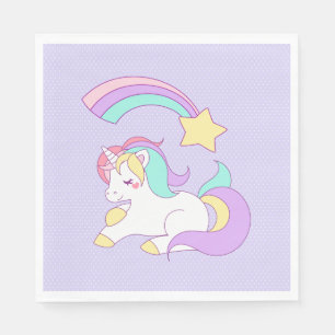 Sweet Unicorn mit Regenbogen Shooting Star Serviette
