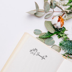 Sweet Unicorn Niedlich Doodle Kid Individuelle Nam Permastempel