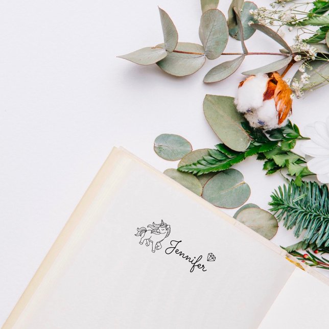 Sweet Unicorn Niedlich Doodle Kid Individuelle Nam Permastempel (Von Creator hochgeladen)