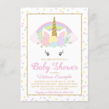 Sweet Unicorn Rainbow Baby Dusche Einladung