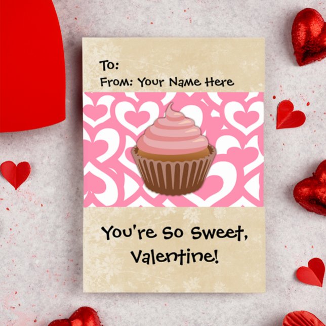 Sweet Valentine Cupcake Feiertagskarte (cupcake valentines day cards for kids)