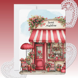Sweet Valentine Flower Shop Personalized Flat Feiertagskarte