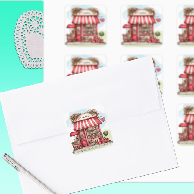 Sweet Valentine Flower Shop Personalized Sticker (Von Creator hochgeladen)